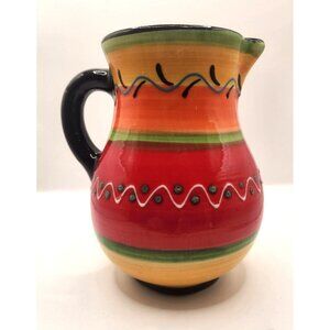 Vintage Del Rio Salado Pitcher: Hand-Painted Spanish Decor